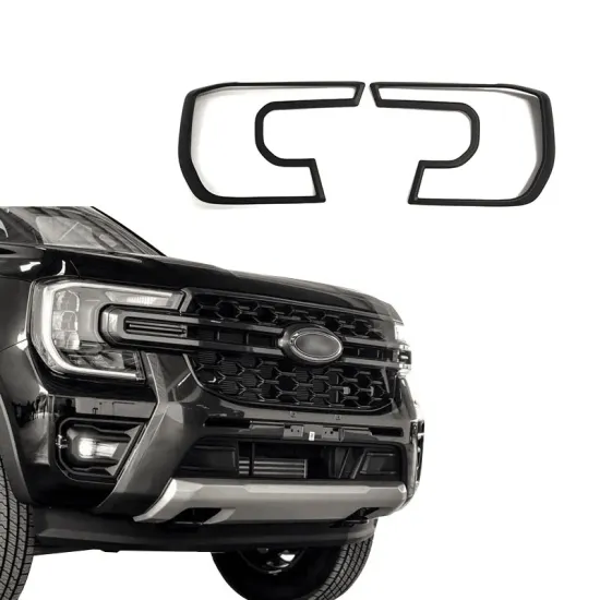 Matte Black ABS Front Headlight Lamp Decorative Cover for Ford Everest 2022-2023