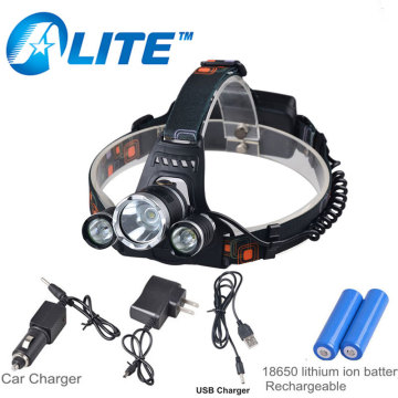 USB Cable Car Charger Rechargeable Waterproof 6000 Lumen Led Headlamp
