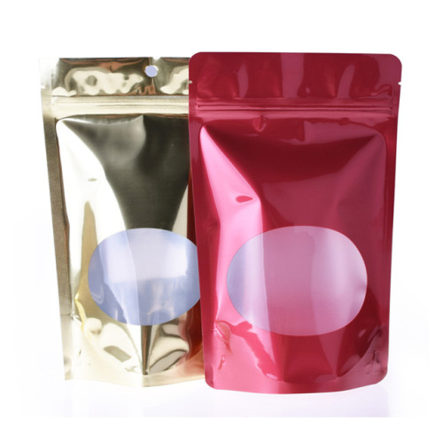 Stand up pouch snack bag with oval window