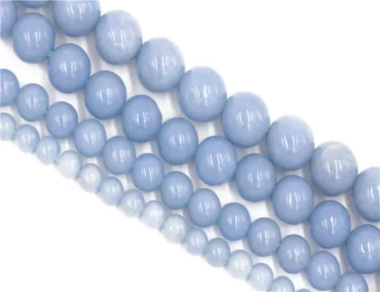 2018 wholesale natural blue angel stone round bead aquamarine