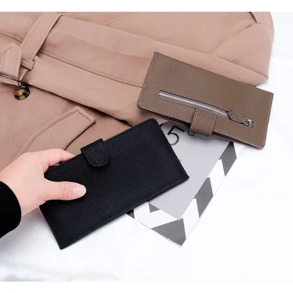 Ladies Long Cowhide Ultra-Thin Large Capacity Mobile Phone Wallet