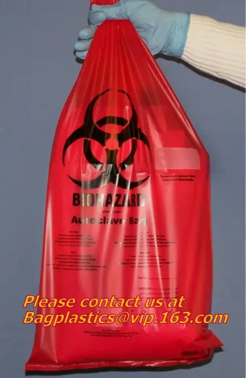 disposable hospital medical waste garbage Biohazard bag, PE biohazard eco bag, biohazardous refuse bag