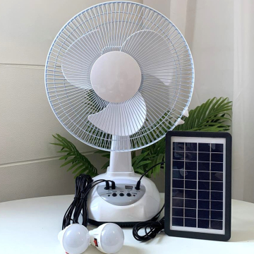 Adjustable Rechargeable Solar Fan with Battery and Panel