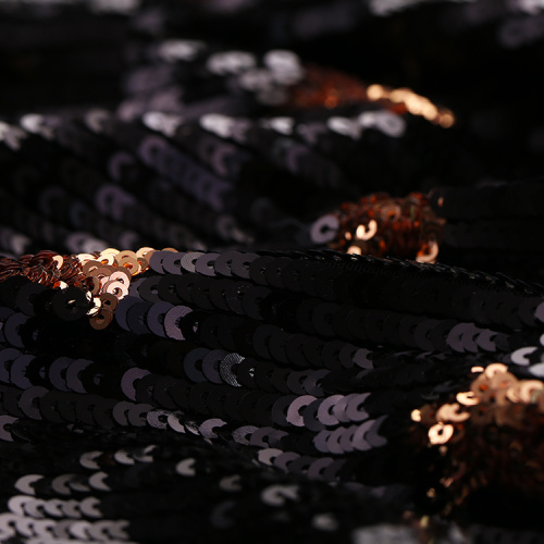 Black Gold Heavy Sequins Embroidery Fabric