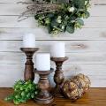 Rustic Pillar Candle Holder Set of 3