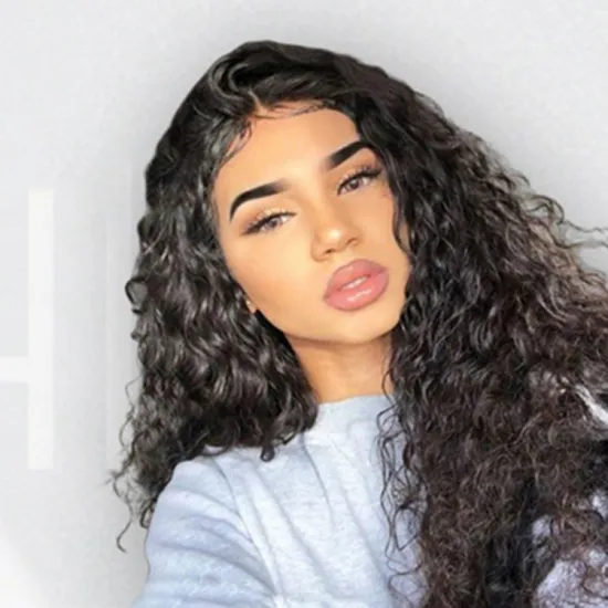 Aisi Beauty Cheap Vendor Long Wavy Kinky Curly Water Wave Black Brown Swiss Lace Synthetic Hair For Black Women Lace Front Wig