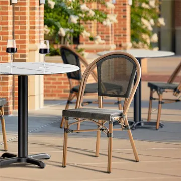 Affordable Metal Outdoor Cafe Chairs for Restaurants: Foshan Woven Bistro Chairs