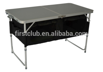 folding table with cabinet