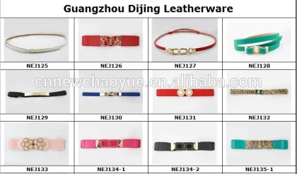 Ladies Black Elastic Pu Ribbon Fashion Waist Belt