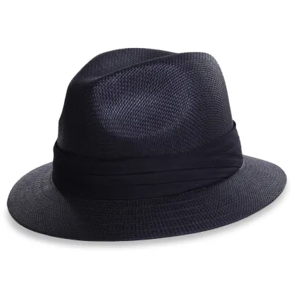 Wholesale Trendy Straw Paper Hat Short Brim Trilby Fedora Beach Sun Hats for Women Men Summer Fashion Panama Hat