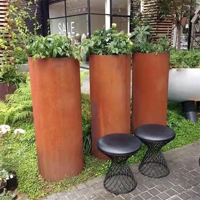 veradek metallic series corten steel long box planter