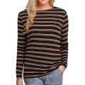 Women's Long Sleeve Striped T-Shirt Tops Slim-Fit Blouses