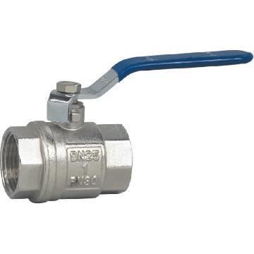 Ball valve, full bore brass body with nickle plated