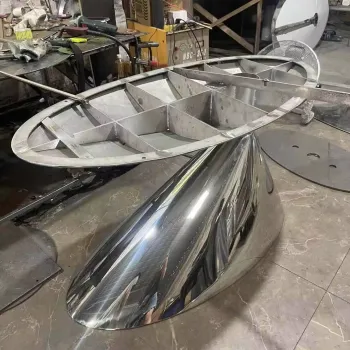 Flying Saucer Stainless Steel Silver Shiny Oval Shape Heavy Duty Dining Table