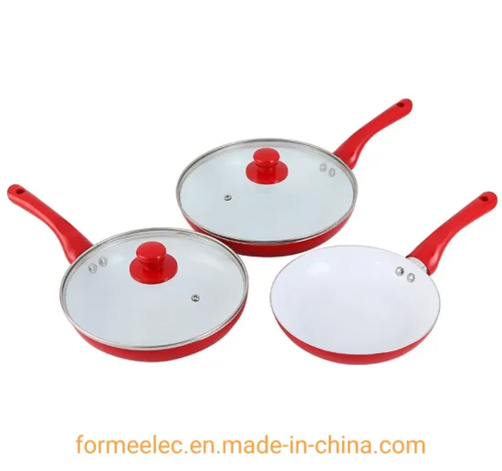 Cookware Set Promotional Gift Red Fry Pan 5 Pieces Set Ceramic Frypan