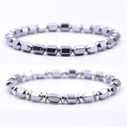 Silver Hematite 5x8MM Hexagonal Beads Bracelet