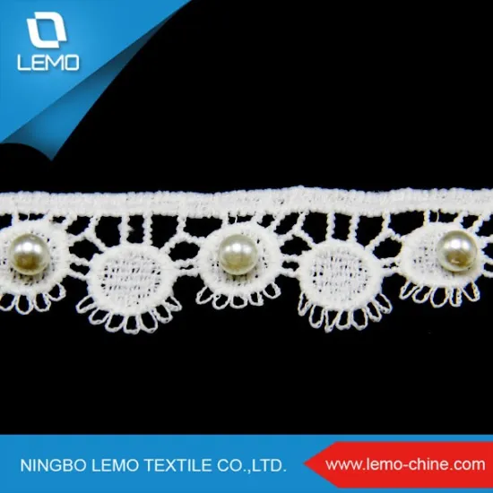 Pearl Beaded Lace Trim Thigh High Lace For Wedding Dresses