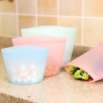Portable Food Grade Vacuum Storage Bags - Reusable Silicone Food Containers for Travel