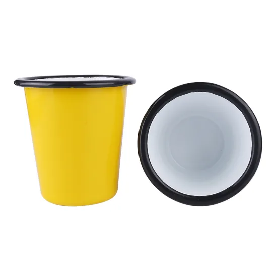 5cm Diameter Enamel Tumbler Cup 310ml Capacity Inner White out Green Tumbler Cup Double-Wall Coated Porcelain Tumbler Cup