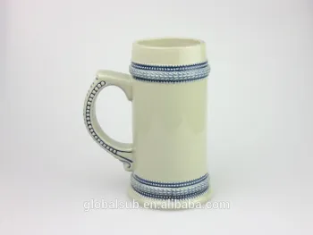 2016 Cups wholesale 22 oz Blue Rim Beer Mug with handle