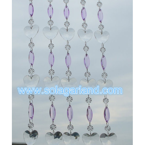 Vente en gros ovale violet perle simple conception de rideau guirlande décorative de perle de cristal