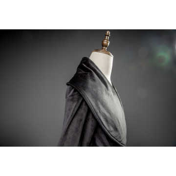 Black warm island fleece long robe for couple