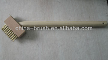 metal scraper deck brush head/steel wire long wooden handle