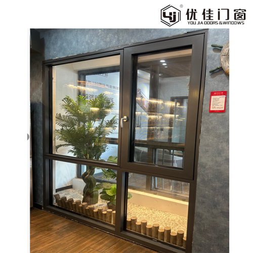 Ventana flotante con doble apertura hacia el interior.