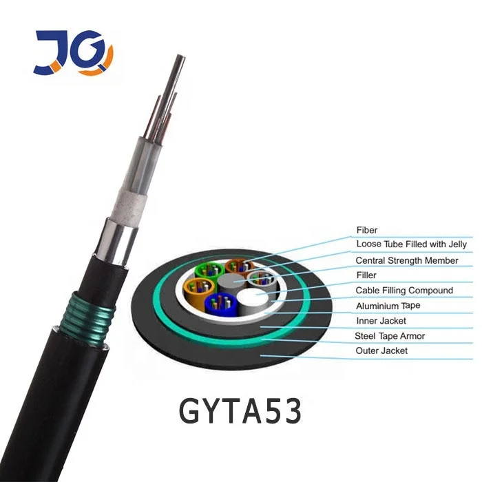 Direct buried 12 core fiber optic cable GYTA53