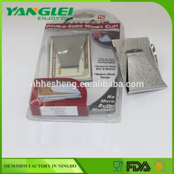 most popular leather money clip wallet metal money clip