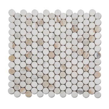 Samistone Calacatta Gold White Marble Penny Round Mosaic Tile - Hot Sale