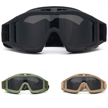 Desert Locust Tactical Glasses: Explosion-Proof, Shock-Resistant Training Goggles with Three Lenses for Outdoor EDC