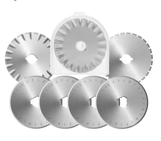 45mm Replacement Rotary Blades for Fabric Cutting - Complete Sewing and Crafting Tool Set with Plastic Storage Box