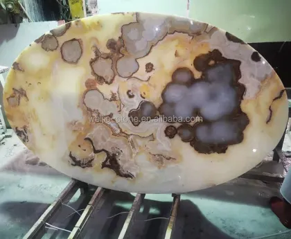 Onyx Dining Table Top: Translucent Light Crystal White Jade Natural Marble