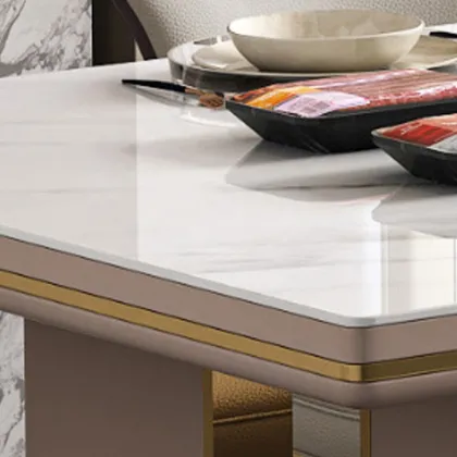 Stainless Steel Base Marble Top Induction Cooker Dining Table
