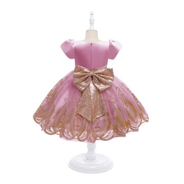 Crianças Princesa Bowknot Lace Girls Dress