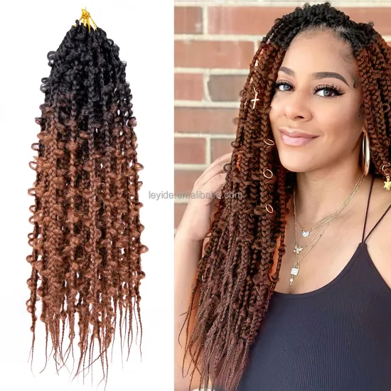 Wholesale Quality Synthetic Hair Extension 24 inch Jungle Pre Looped Ombre Butterfly Box Braids Crochet Hair For Black Women