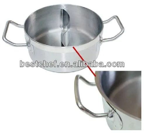 stainless steel sandwich-bottom Two in one Hot pot with lid