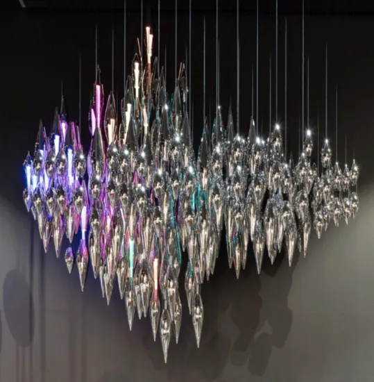 Modern large crystal chandelier in the villa