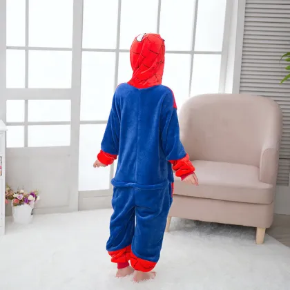 Spiderman Design Soft Flannel Child Hooded Pajamas