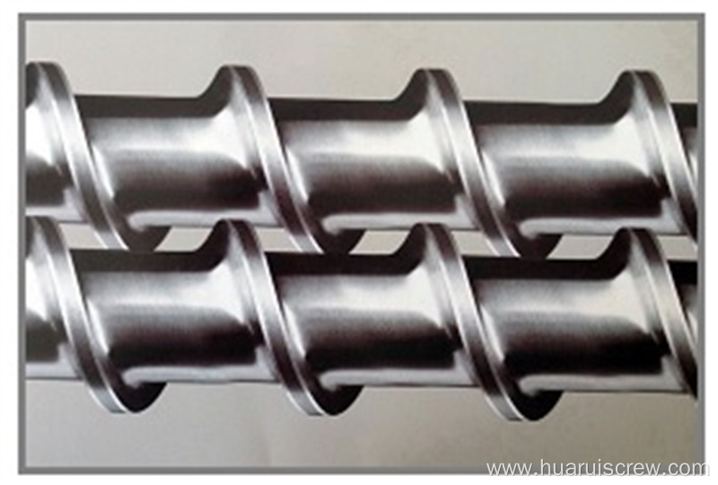 Bimetallic parallel twin screw for PVC extruder