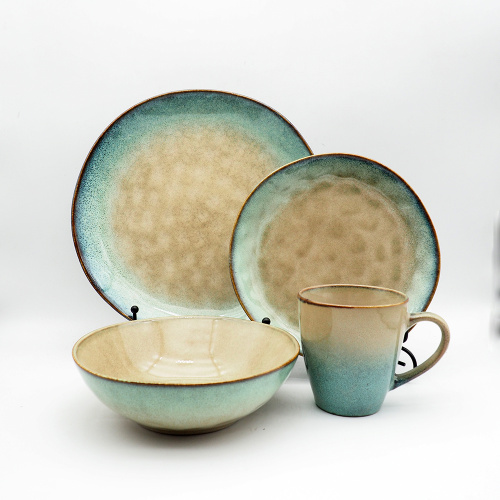 Atacado personalizado 16pcs Reactive Glaze Dinnerware Conjunto