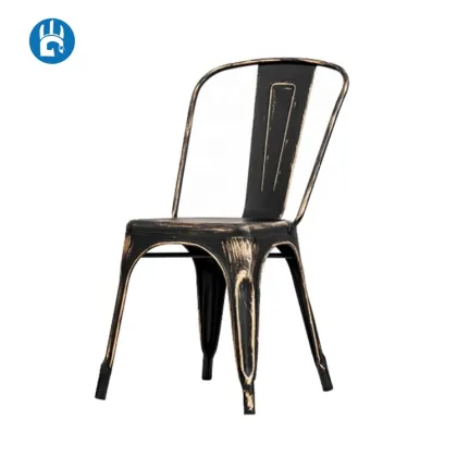 Vintage Thonet Black Metal Stacking Dining Cafe Chair