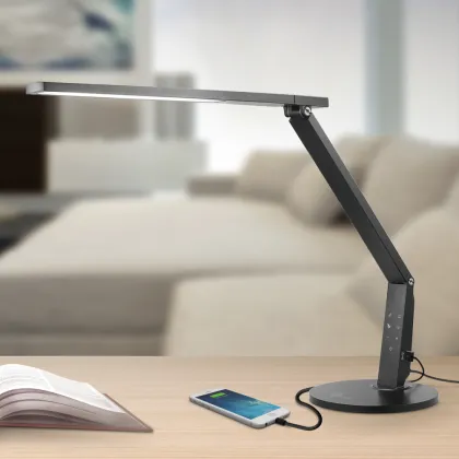 Highest TaoTronics Dimmable Touch Eye-Care LED Desk Lamp with USB Charge Port 15W, Black Adjustable Arm Head