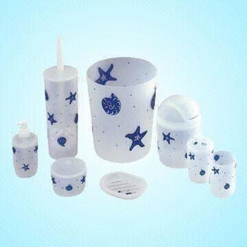 Bathroom Accessory Set, 8-piece Set, Made of PP Material, Available in Sea Shells Printed Design