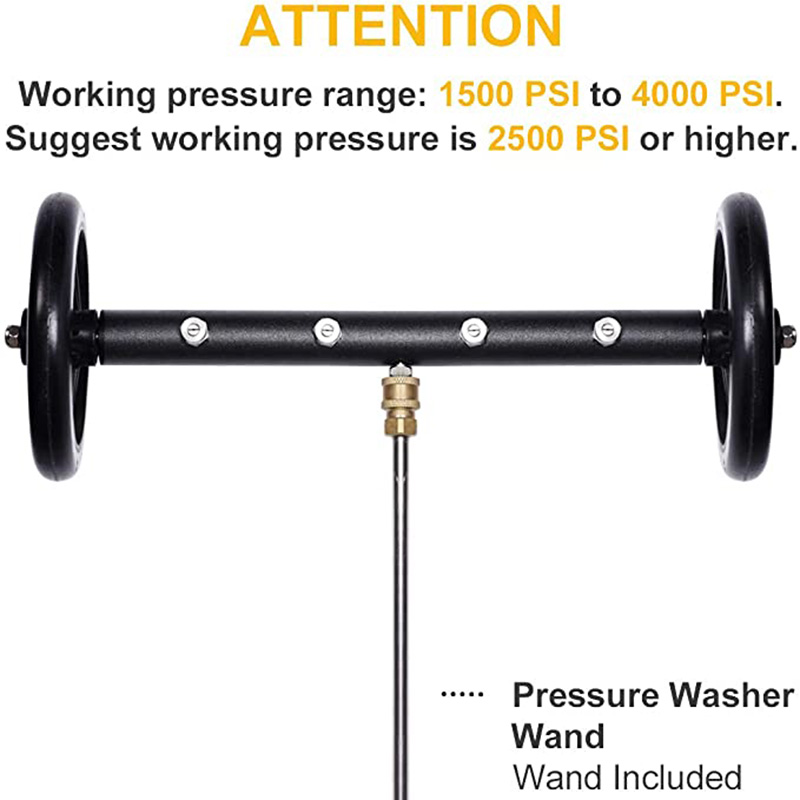Limpador de material rodante de carro, máquina de limpeza de jardim de arruela de alta pressão de 16 polegadas com 3 varinha de extensão, 4000 psi