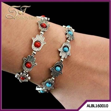 2016 trend silver ox plated red evil eye string bracelet for sale
