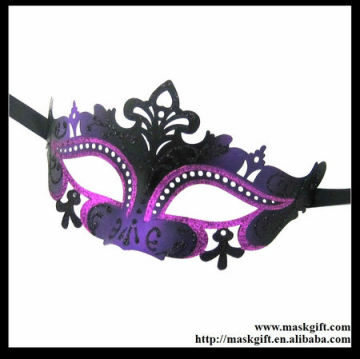 D002 New Halloween Theme Masquerade Mask In Black And Purple With Shinning Glitter For Ball