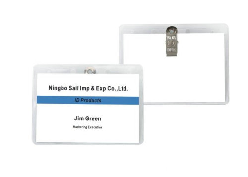 Spring Jaw Clip Pvc Id Card Wallet, Conference Name Badge Holders 30313 ...
