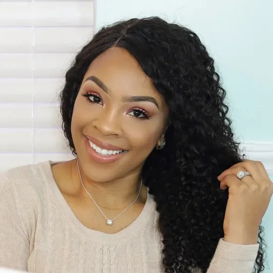 Burmese Raw Virgin Hair Jerry Curly Lace Front Wig Human Hair Deep Part Jerry Curl Weave Short Wig Kinky Curly Wig Lace Front